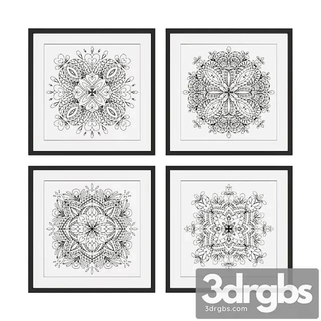 Set of pictures with mandalas