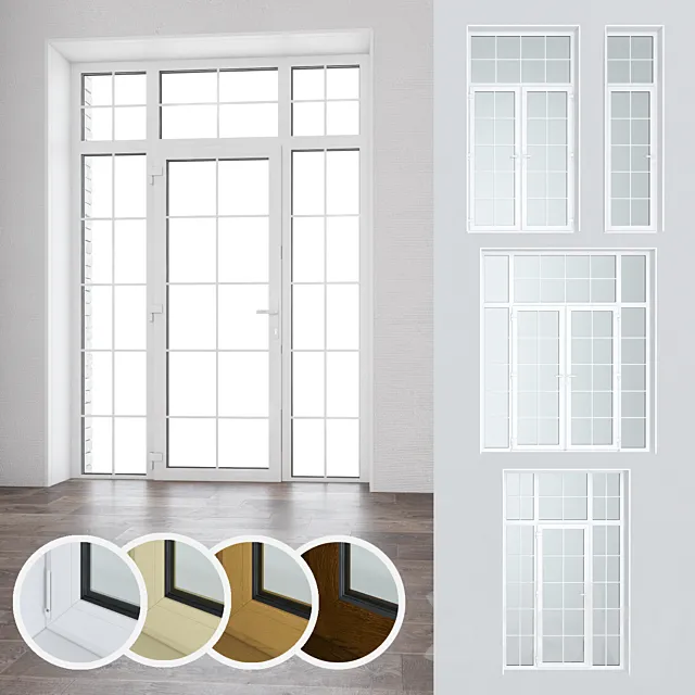 Set of plastic doors and windows 16 3ds Max