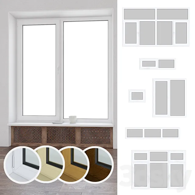 Set of plastic windows 01 3ds Max