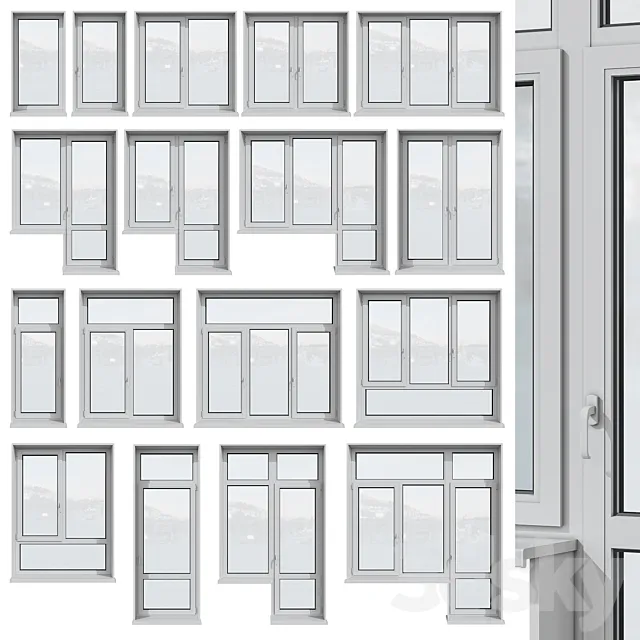 Set of plastic windows 3ds Max