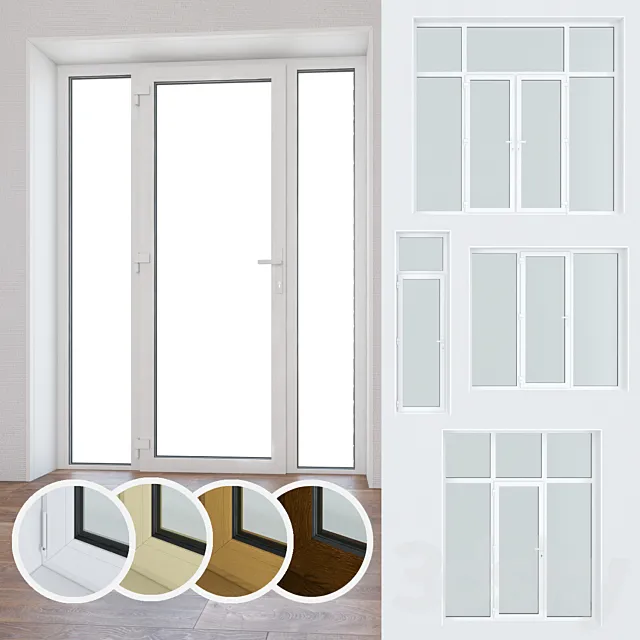 Set of plastic windows and doors 10 3DS Max Model