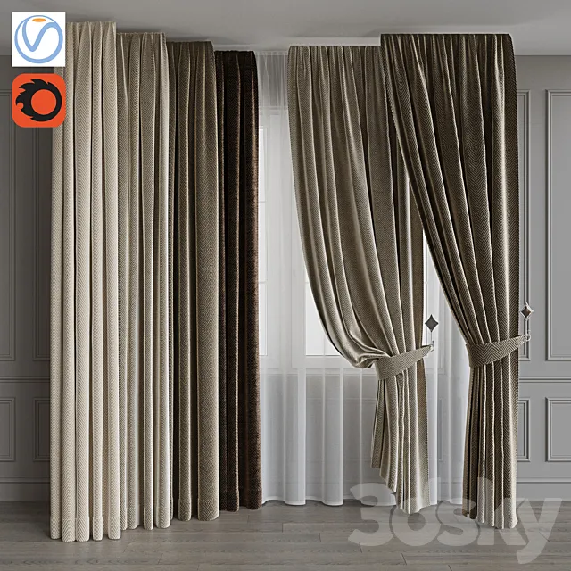Set of portieres 34. Beige scale 3ds Max