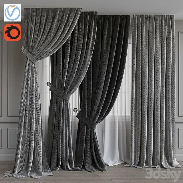 Set of portieres 38. Gray scale 3dsMax Model