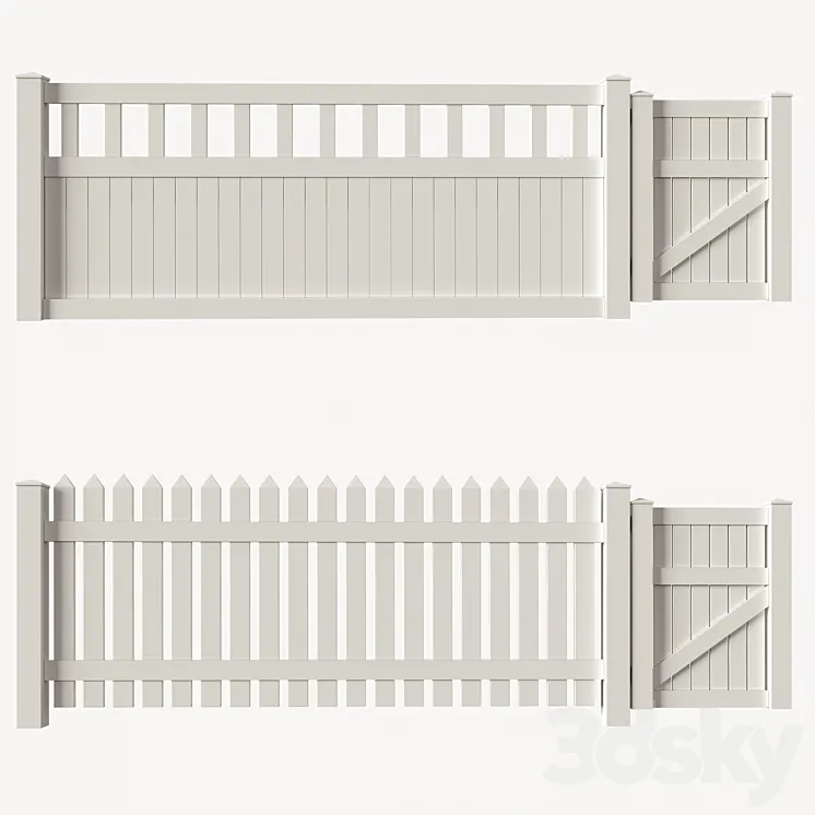 Set of PVC fences + wicket 3DS Max