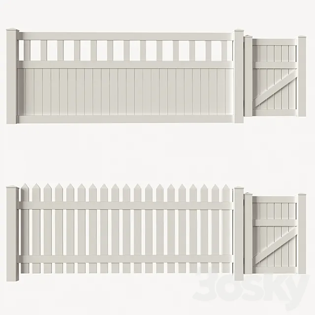 Set of PVC fences + wicket 3DSMax File