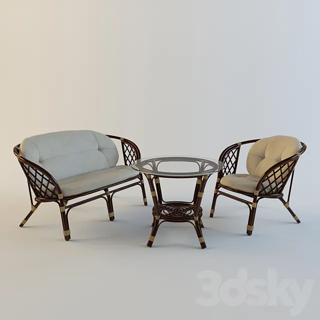 Set of rattan furniture 3DS Max Model