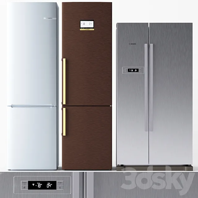 Set of refrigerators BOSCH 2 3ds Max