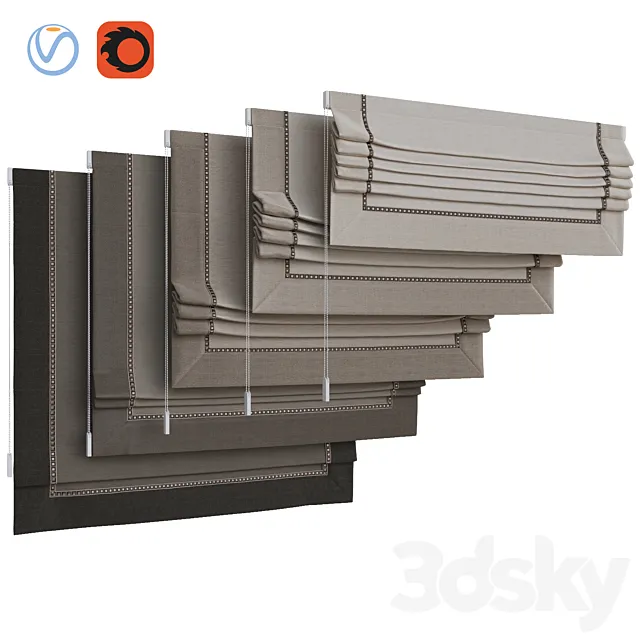 Set of Roman blinds 17 3ds Max