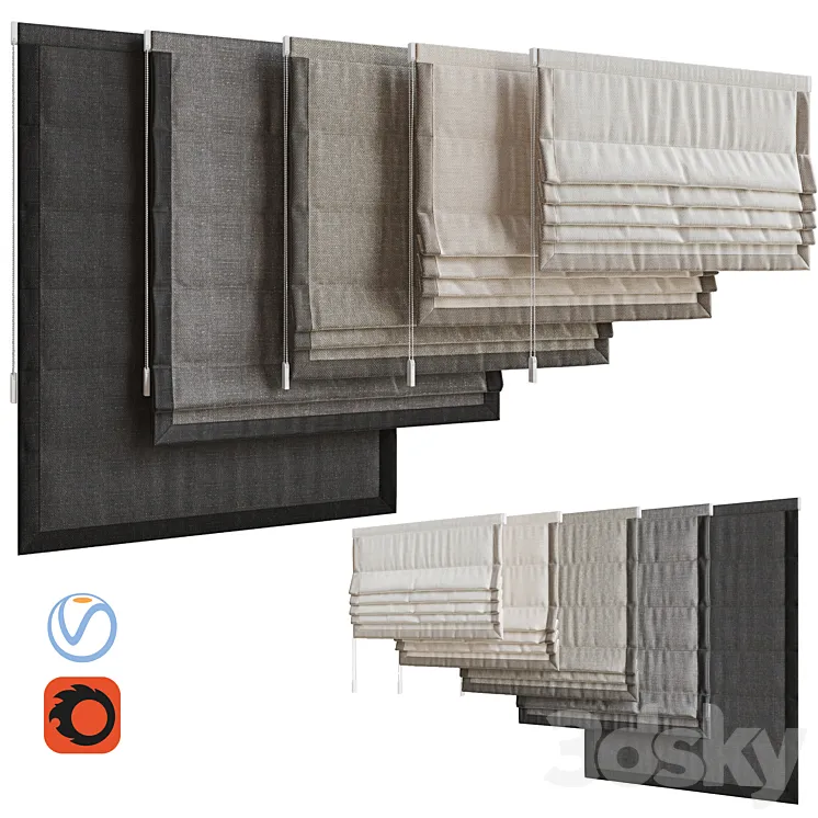 Set of Roman blinds 7 3DS Max