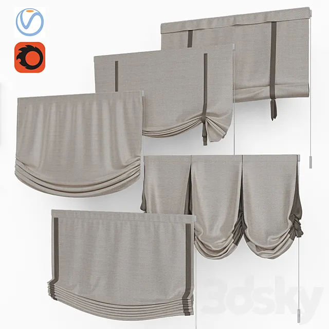 Set of Roman blinds 9 3DS Max Model