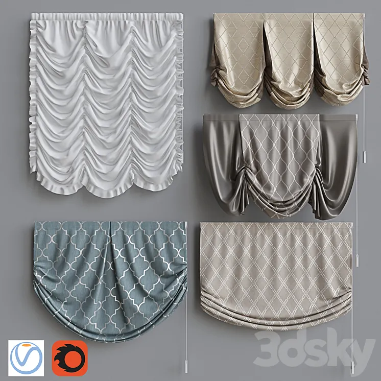 Set of Roman Curtains 4 3DS Max