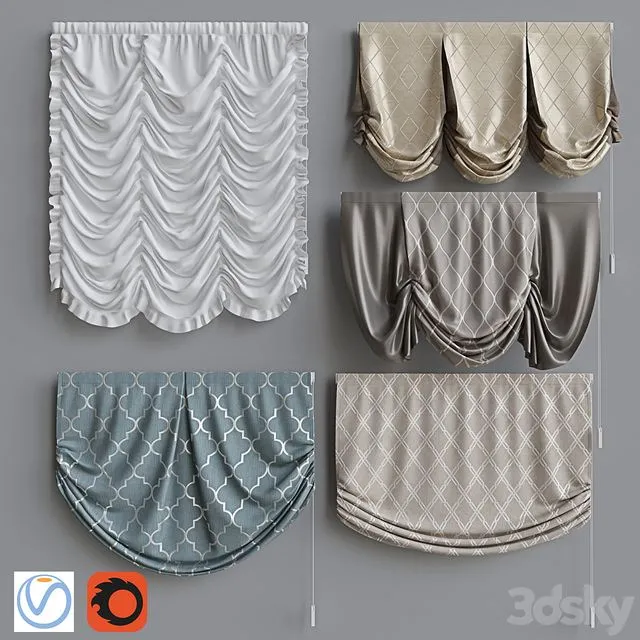 Set of Roman Curtains 4 3dsMax Model