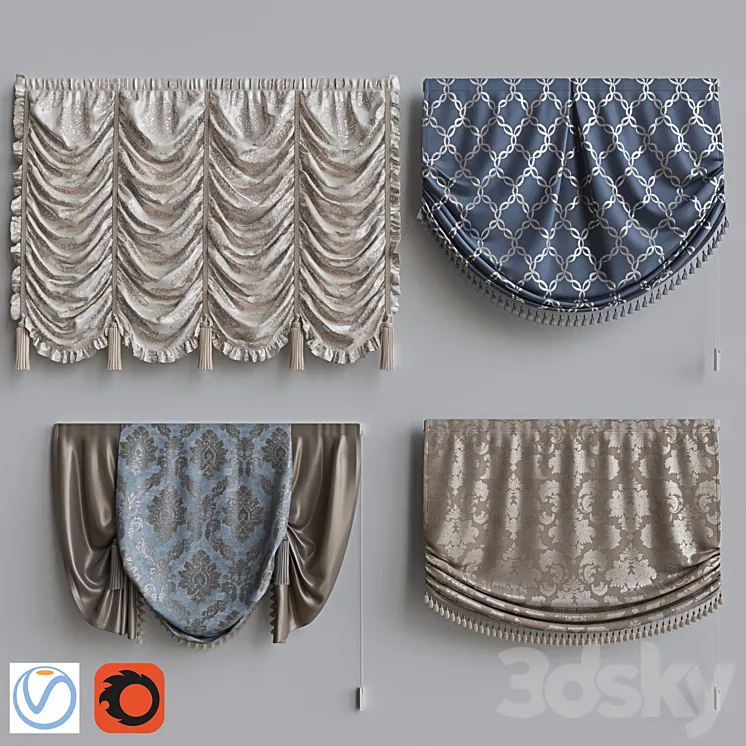 Set of Roman Curtains 5 3DS Max Model