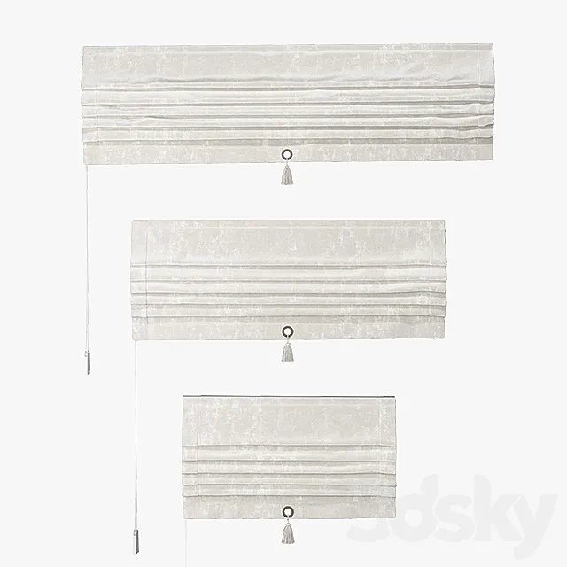 Set of Roman curtains TITOS (white velvet) 3DS Max Model