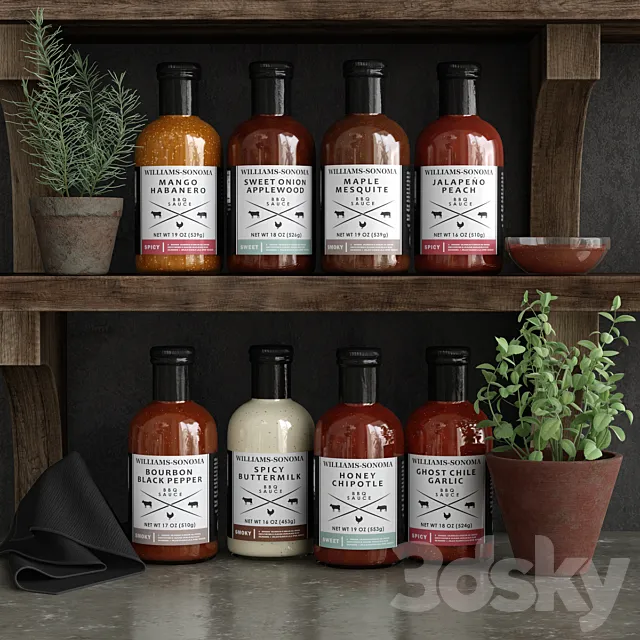 Set of sauces for barbecue 3DSMax File