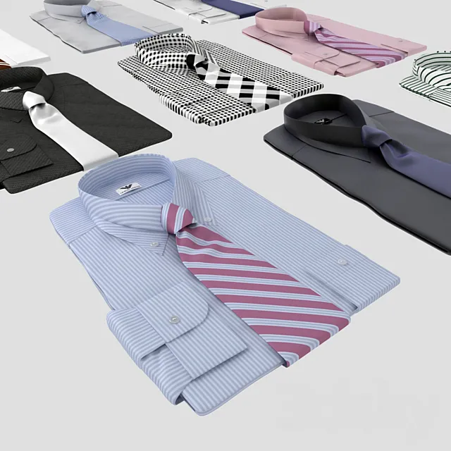 Set of shirts with tie 3DS Max Model