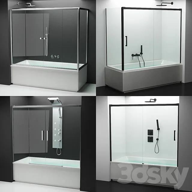 Set of shower cabins Radaway 9 + appliances 3DSMax File