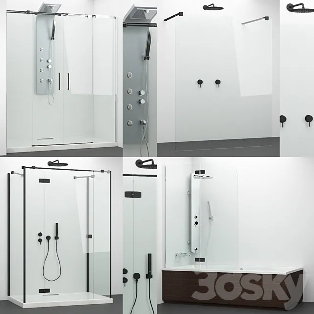 Set of shower cabins Radaway + Grohe 4 3ds Max