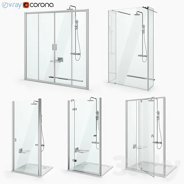 Set of shower doors Ravak set 20 3DS Max Model