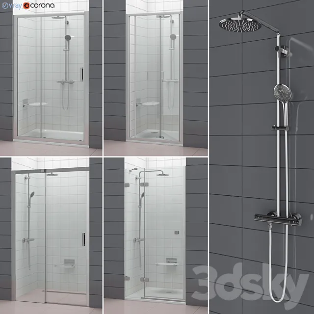 Set of shower doors RAVAK set 52 3ds Max