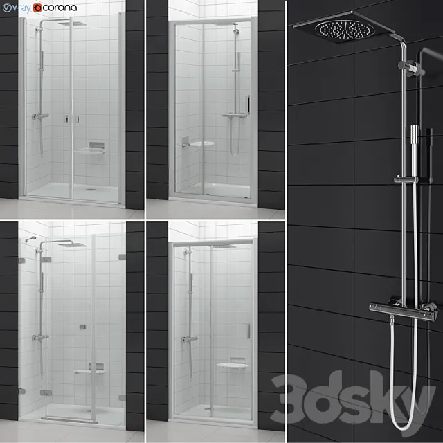 Set of shower doors RAVAK set 53 3ds Max