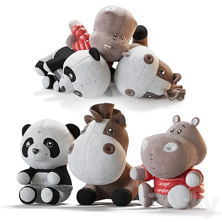 Set of soft toys 2 3DS Max