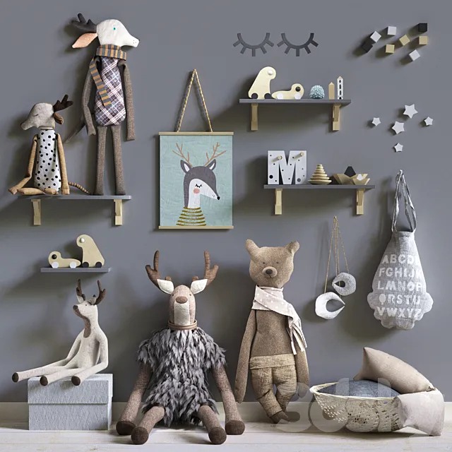 set of soft toys in scandinavian style 3DS Max Model