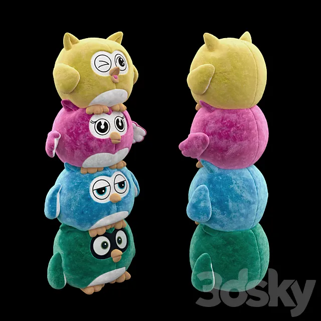 Set of soft toys Owls Toys Owls 3dsMax Model