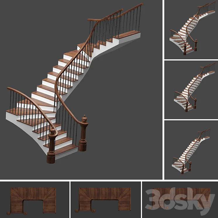Set of stairs with 3 style 3DS Max Model