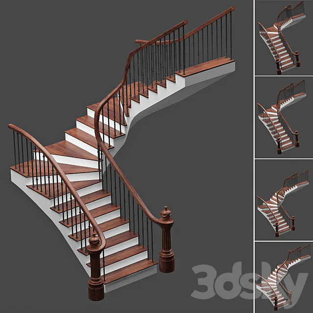 Set of stairs with 4 style 3DS Max Model