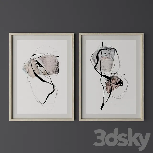 Set of the paintings 5 3ds Max