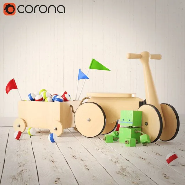 Set of toys (Wooden car) 3dsMax Model