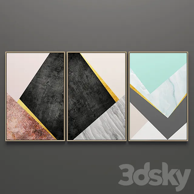 Set of triptych paintings 57 3DSMax File