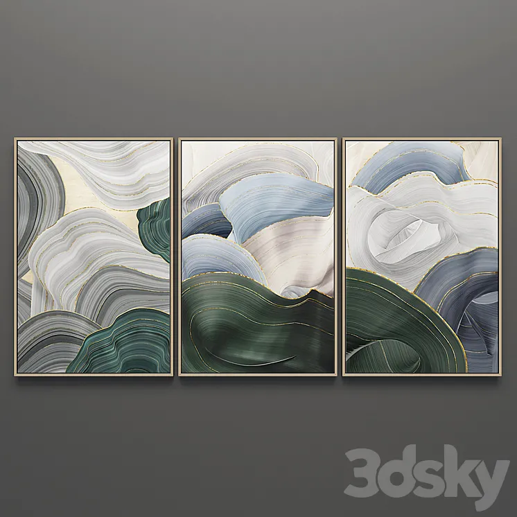 Set of triptych paintings 6 3DS Max