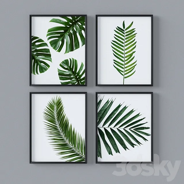 Set of tropical leaves 3ds Max