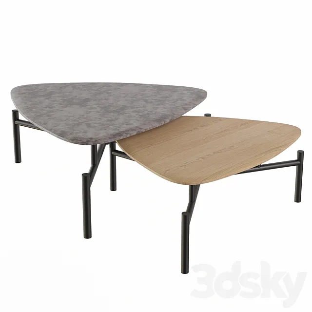 Set of two coffee tables Fin Natural beech and Concrete INMYROOM 3DSMax File