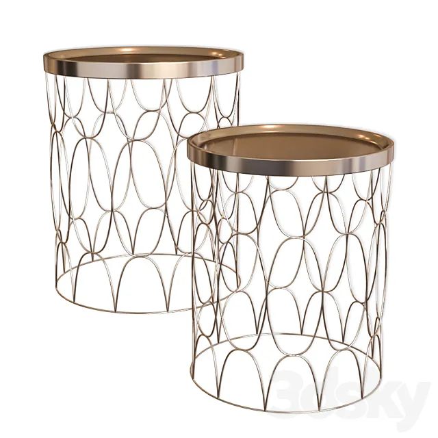 Set of two coffee tables with metal top A79100080 3ds Max