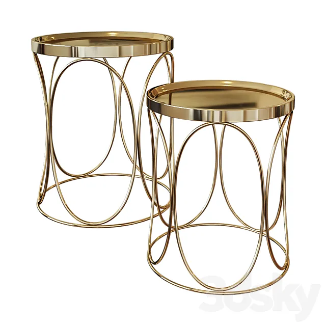 Set of two coffee tables with metal top A79100090 3ds Max