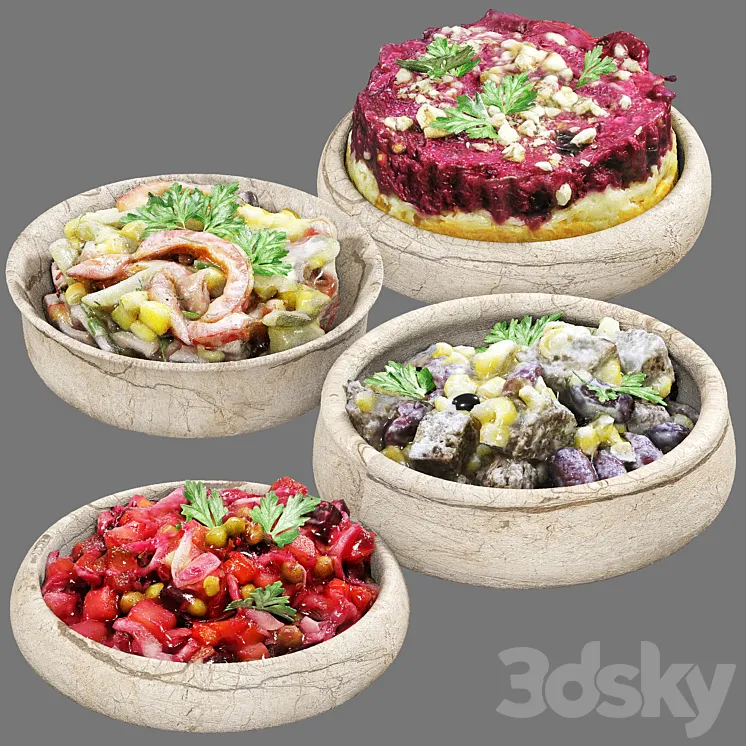 set of vegetable salads 3DS Max Model