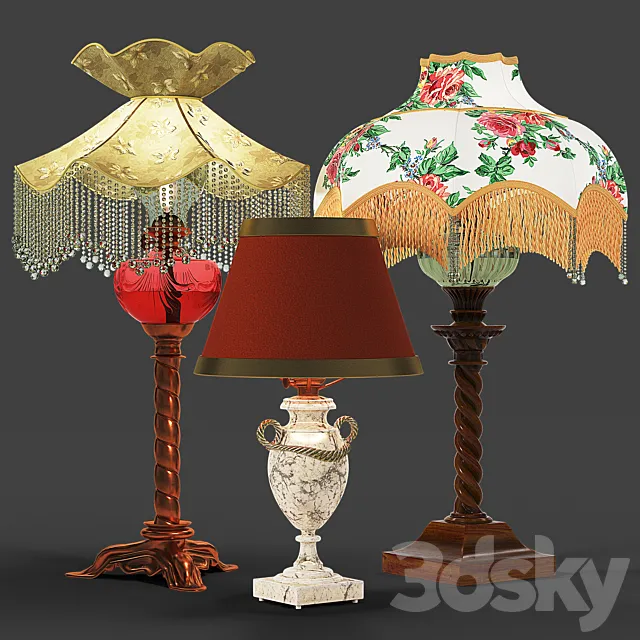 Set of vintage lamps 3DS Max Model