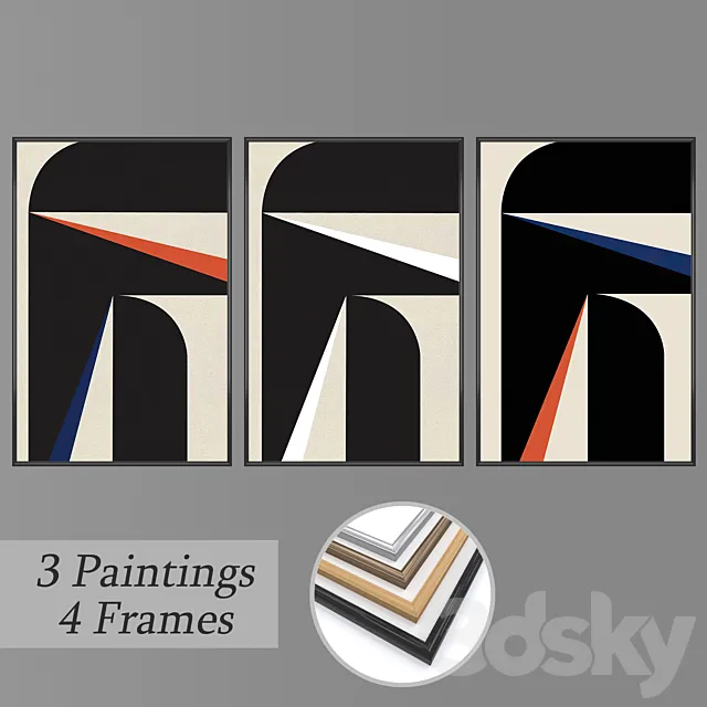 Set of wall paintings No 3230 3ds Max