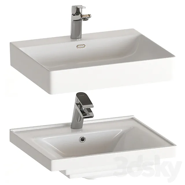 Set of washbasins with mixers 3ds Max