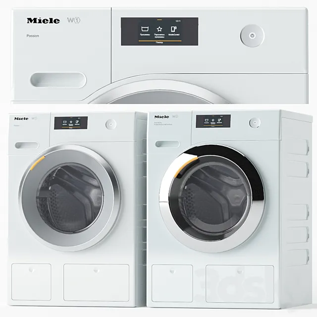 Set of washing machines Miele 3ds Max