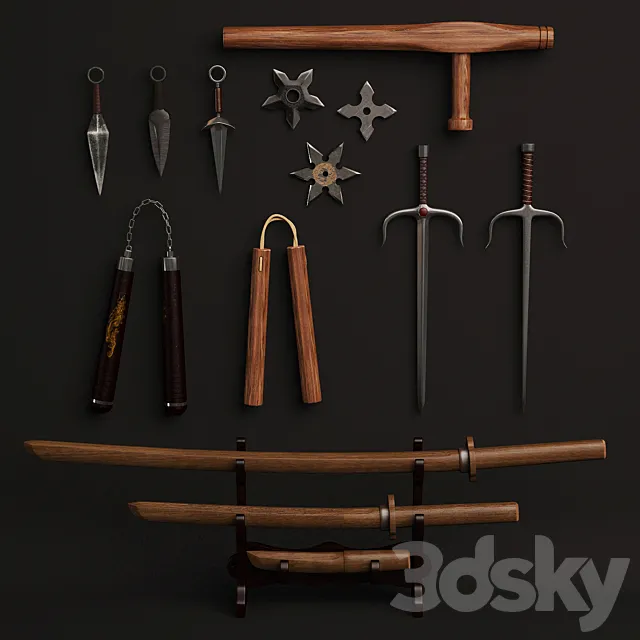 set of weapons for combat iskussva 3DSMax File