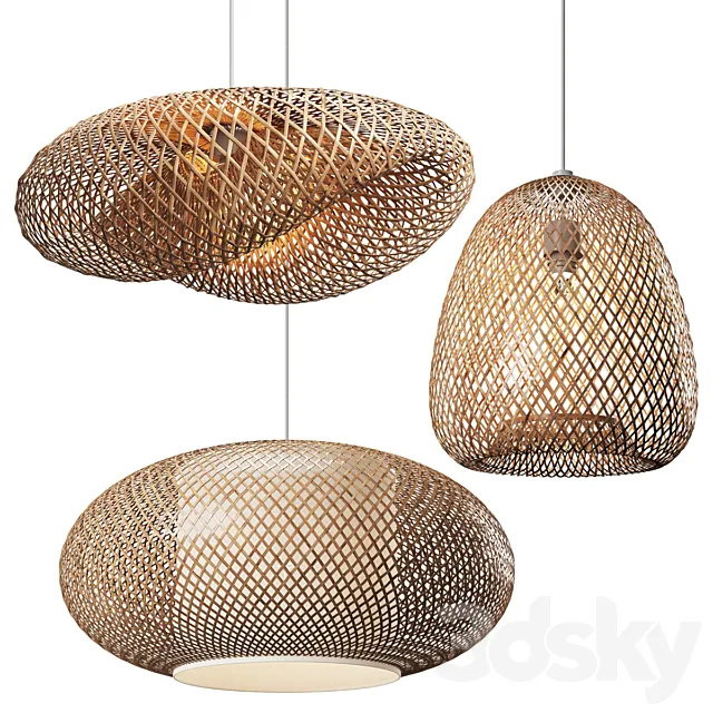 Set of Wicker lamps #4 3ds Max