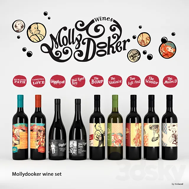 set of wine Mollydooker (9 bottles) 3DSMax File