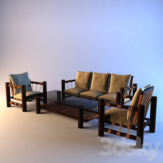 set of wooden furniture 3DSMax File