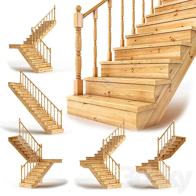 Set of wooden stairs 3DSMax File