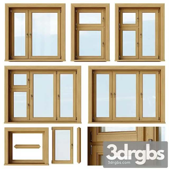 Set of wooden windows 1 + designer 3dsmax Download