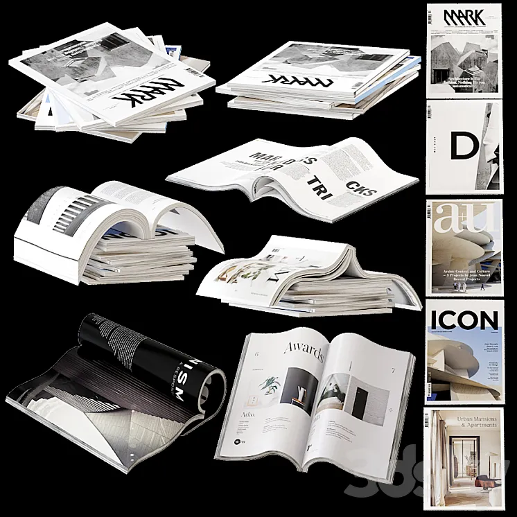 Set of wrapped and open journals 3DS Max